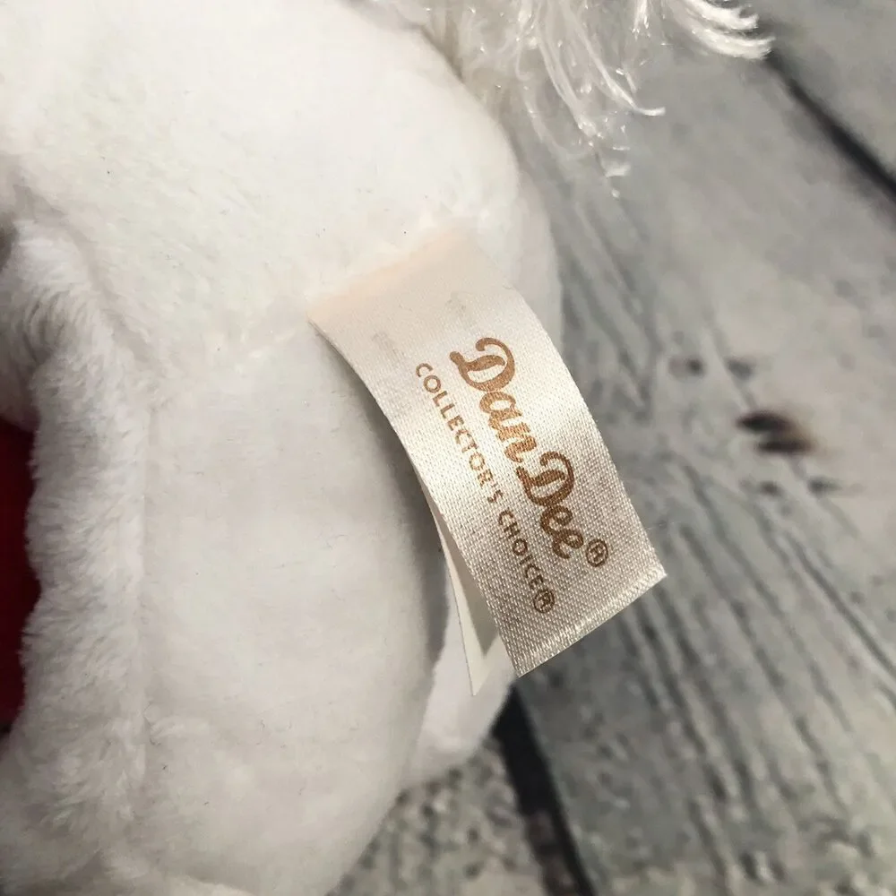 Dan Dee White Poodle Dog Plush Holding Heart Stuffed Animal Long Snout Valentine
